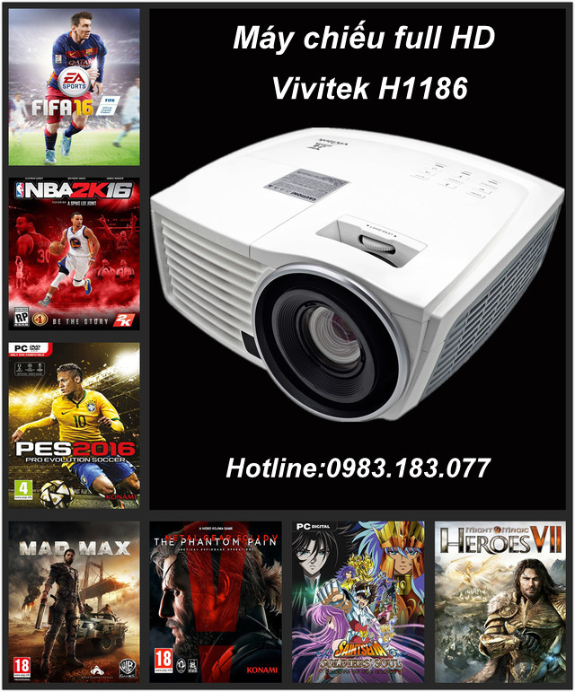 Thiết bị nghe nhìn: Máy chiếu Vivitek H1186 full HD cao cấp May-chieu-full-hd-vivitek-gia-re