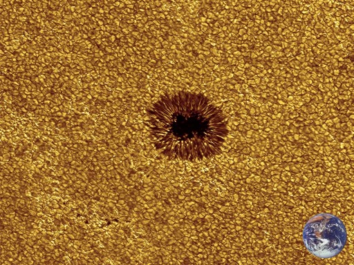 EXPLICACION DE LAS ESCALAS Y GRAFICOS UTILIZADOS EN SEGUIMIENTO DEL SOL Y MAGNETOSFERA Sunspot-earth_20040929_gb-e1320490350990