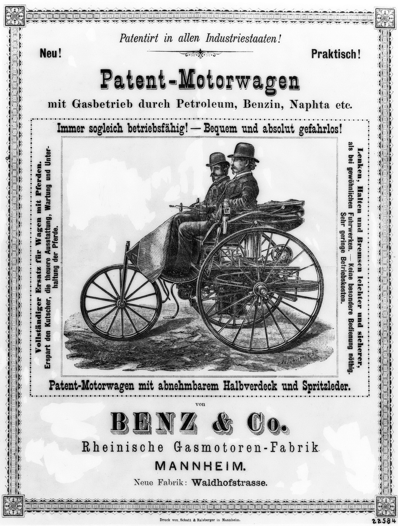 Le Tricycle Benz  "Patent MotorWagen" 1886 Patent-Motorwagen