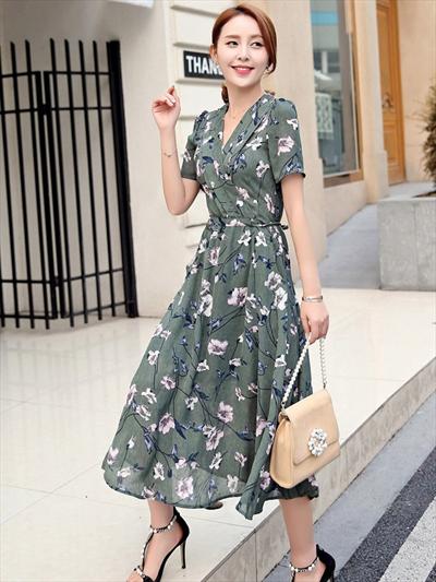 Thời trang nữ: váy công sở đẹp cho bạn gái nét hấp dẫn đặc biệt Dam-xoe-voan-co-v-duyen-dang-TV960-0-xanh