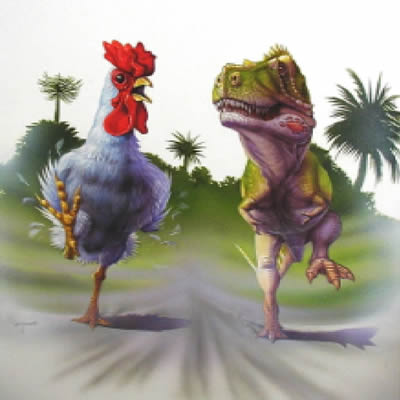 TIRANOSAURIO REX SIN UNA SOLA HUELLA DE TRANSICIÓN. SUS FÓSILES APARECEN COMPLETAMENTE FORMADOS. OOOPS!  Chicken_trex