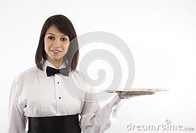 Bow Tie Images Formal-brunette-server-silver-tray-28697752