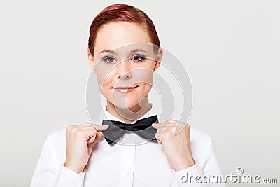 Bow Tie Images Waitress-holding-bowtie-28635900