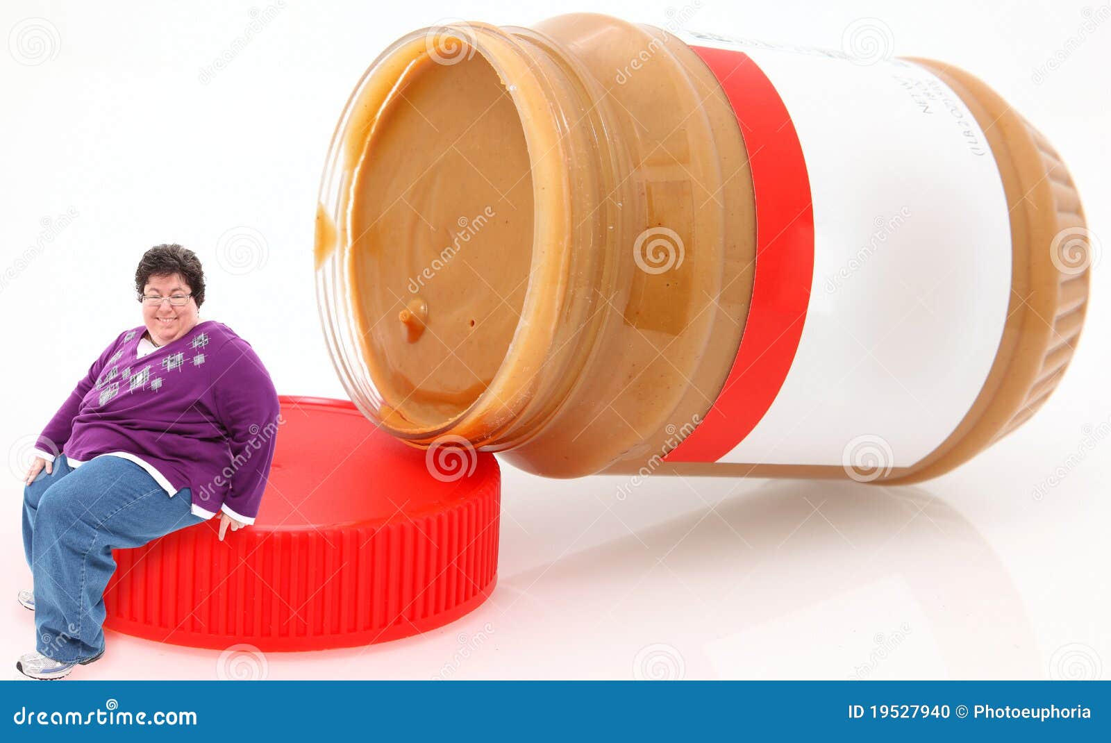 Pocket Vision Happy-overwieghtwoman-sitting-peanut-butter-jar-19527940