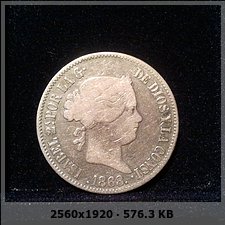 50 Centavos de Peso 1868. Isabel II. Islas Filipinas. Manila. Bb9048fb871870dd92e5f3fbde0d9d9eo