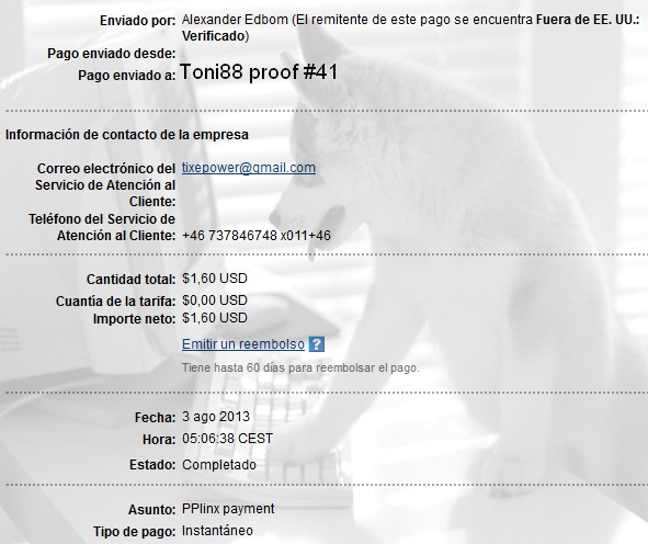 PPLINX 41º pago 1,60$ Paypal sin fees. Pplinx41