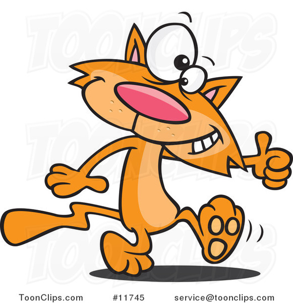 Images de nombres - Page 7 Cartoon-ginger-cat-walking-upright-and-holding-a-thumb-up-by-ron-leishman-11745