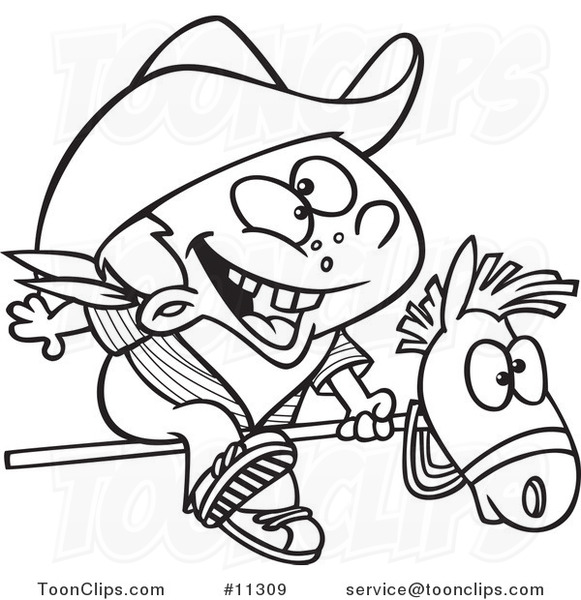 Images de nombres - Page 30 Cartoon-line-art-design-of-a-kid-cowboy-riding-a-stick-pony-by-ron-leishman-11309