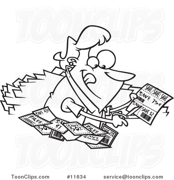 Images de nombres - Page 3 Cartoon-outlined-lady-clipping-coupons-by-ron-leishman-11634