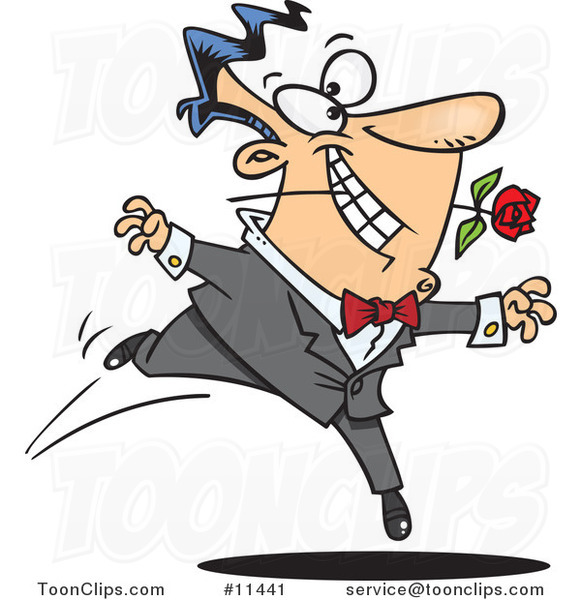 Images de nombres - Page 35 Cartoon-romantic-guy-dancing-with-a-rose-by-ron-leishman-11441