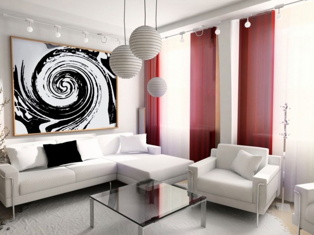 ديكورات منوعه White-artistic-living-room-633x475