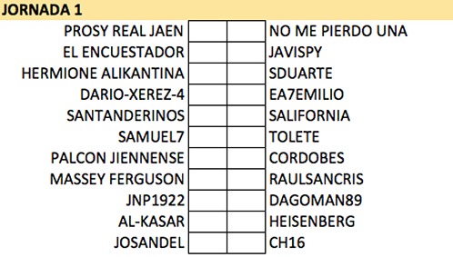 :: Pronósticos Jornada 1 (3-4 Octubre) :: J12B