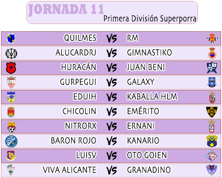 :: Pronósticos Jornada 11 (2-3 Noviembre) :: JORNADA11PRIMERA2020