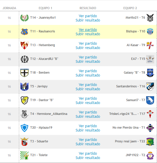 PRONOSTICOS JORNADA 16 (23-24 NOVIEMBRE) JORNADA16