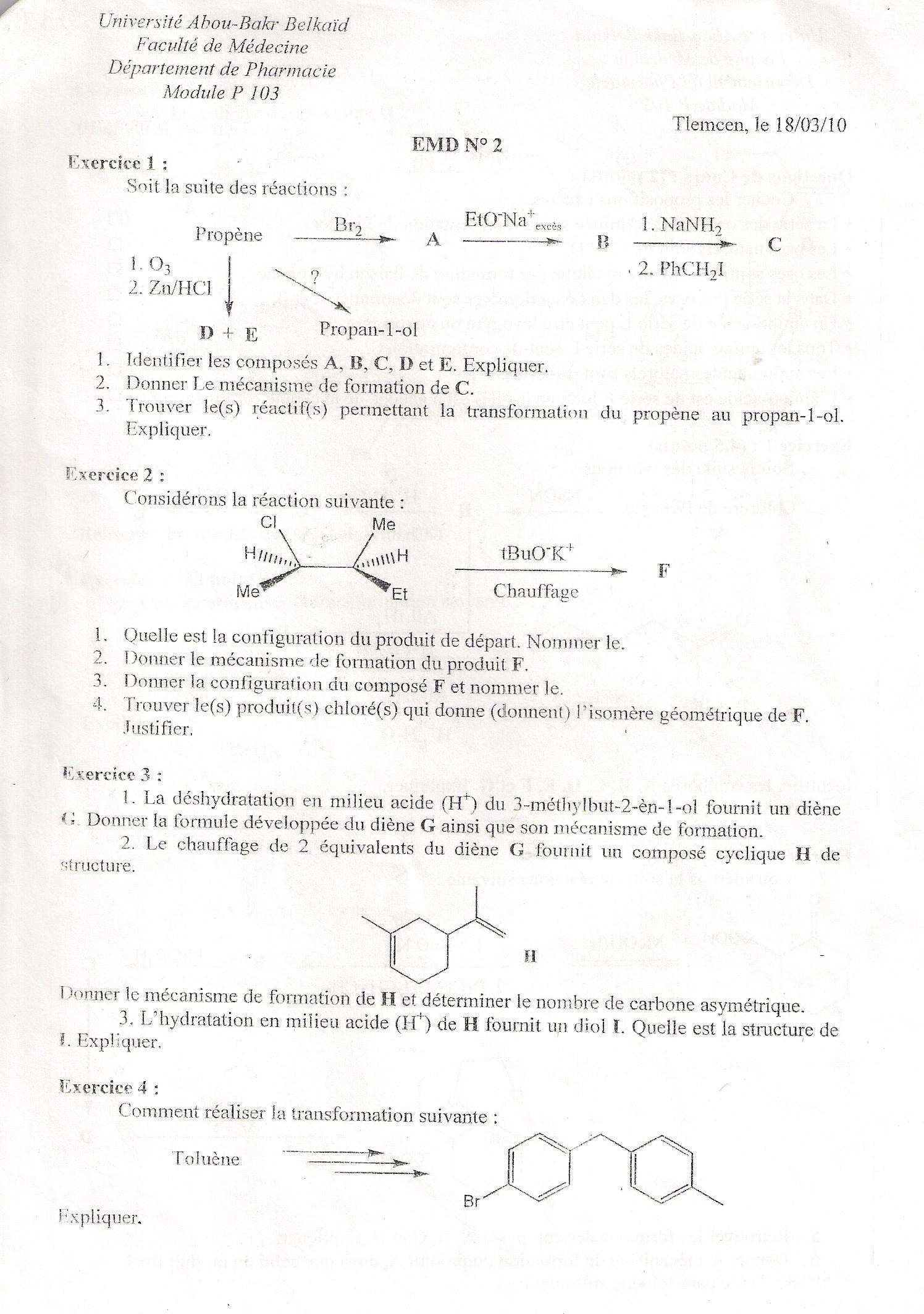 [ chimie organique ] 2009/2010 Tlemcen EMD 2 ( 1ere année ) Phar-1an-emd2-chim_org1