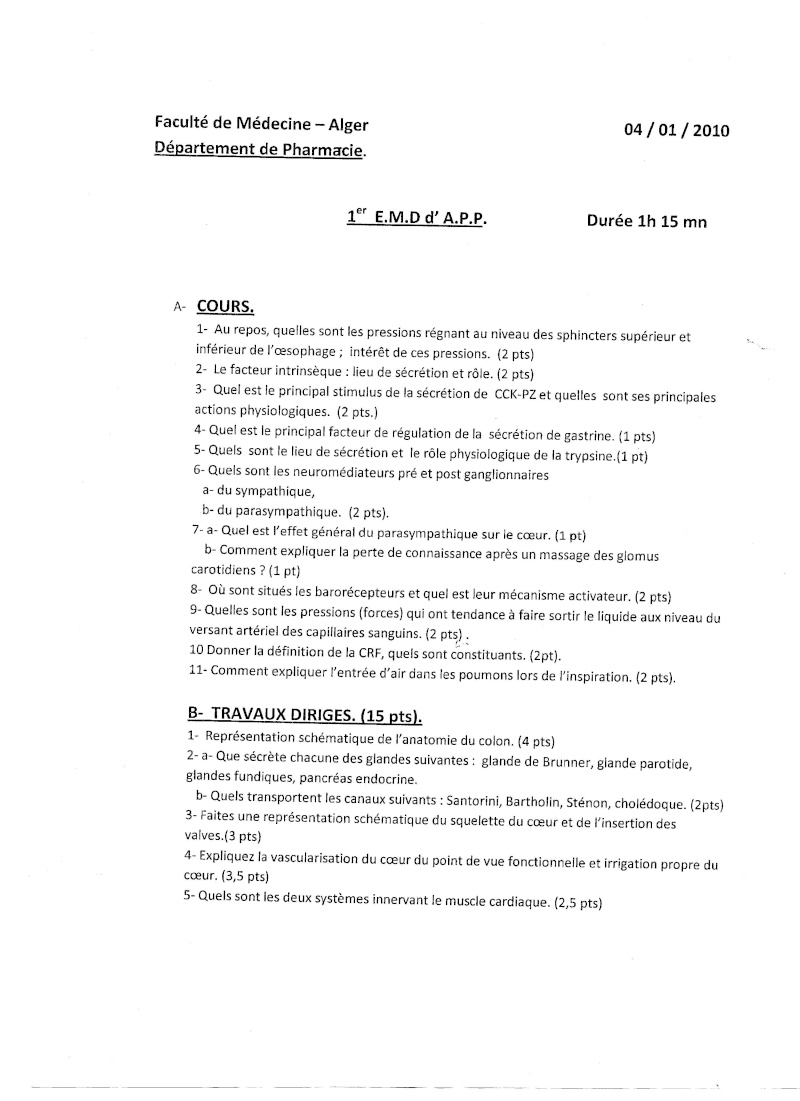 [ anatomie-physiologie-pathologie ] 2009/2010 Alger EMD 1 ( 2eme année ) Phar-2an-emd1-app1