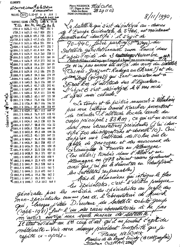1990 - Les Observations du 5 novembre 1990 un étage de fusée et des Ovnis? - Page 14 90_11_08_neirinck
