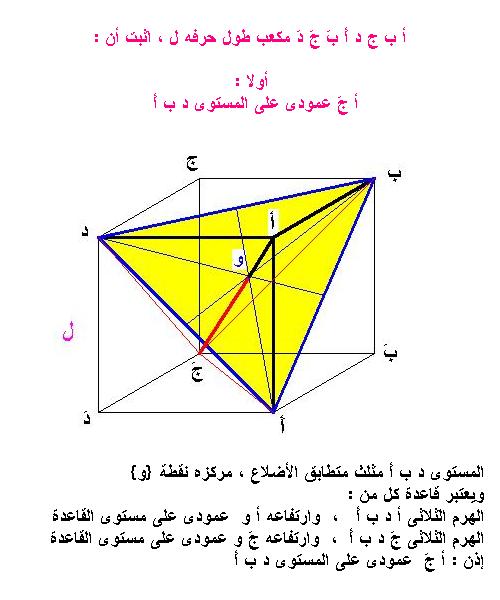 حلول تمارين فى الهندسة الفراغية 50017