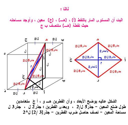 حلول تمارين فى الهندسة الفراغية 50019