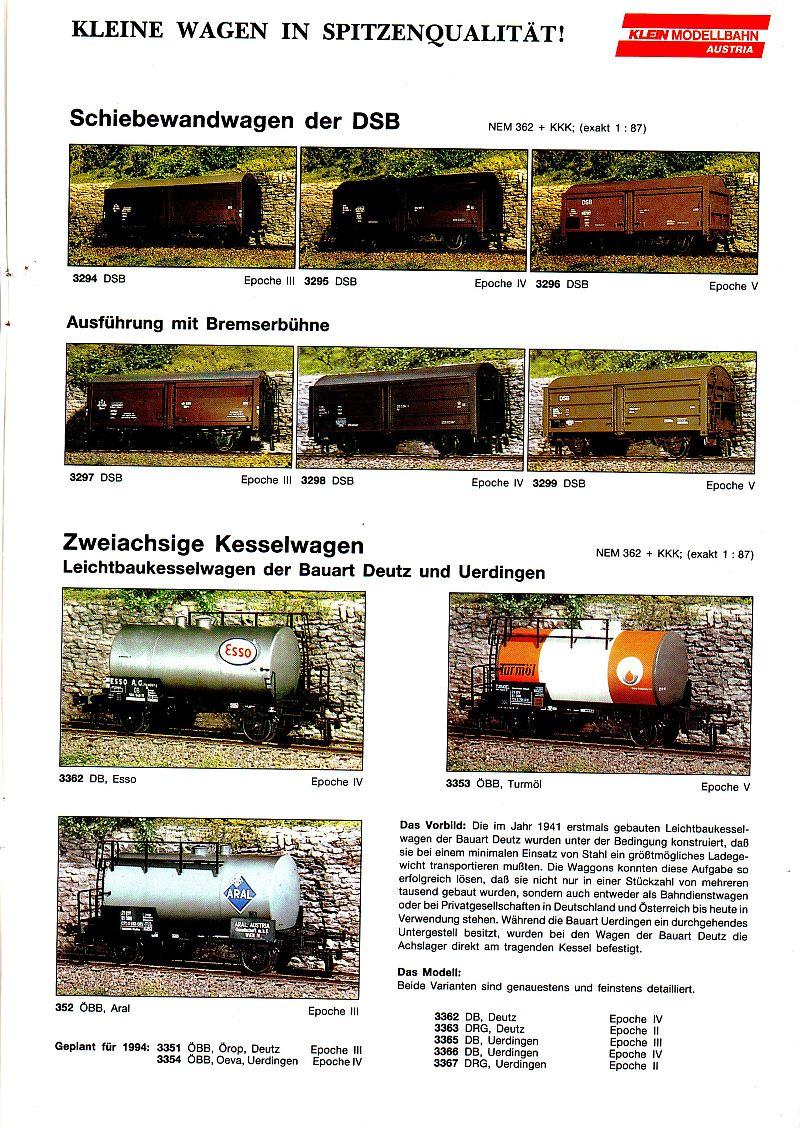 Klein Modellbahn Katalog 1994 10993515nv