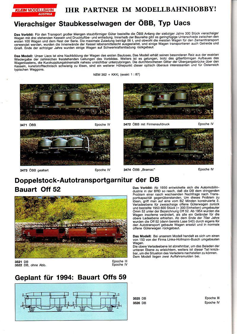 Klein Modellbahn Katalog 1994 10993522cf