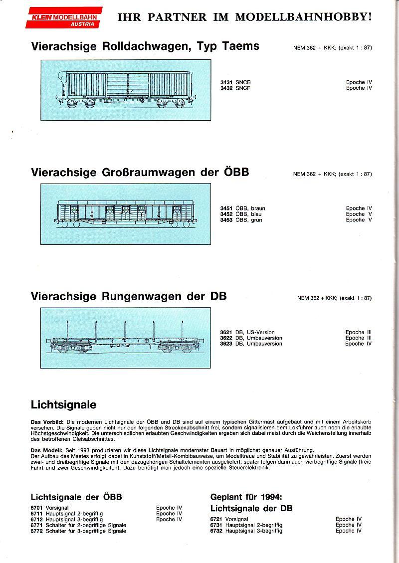 Klein Modellbahn Katalog 1994 10993559ju