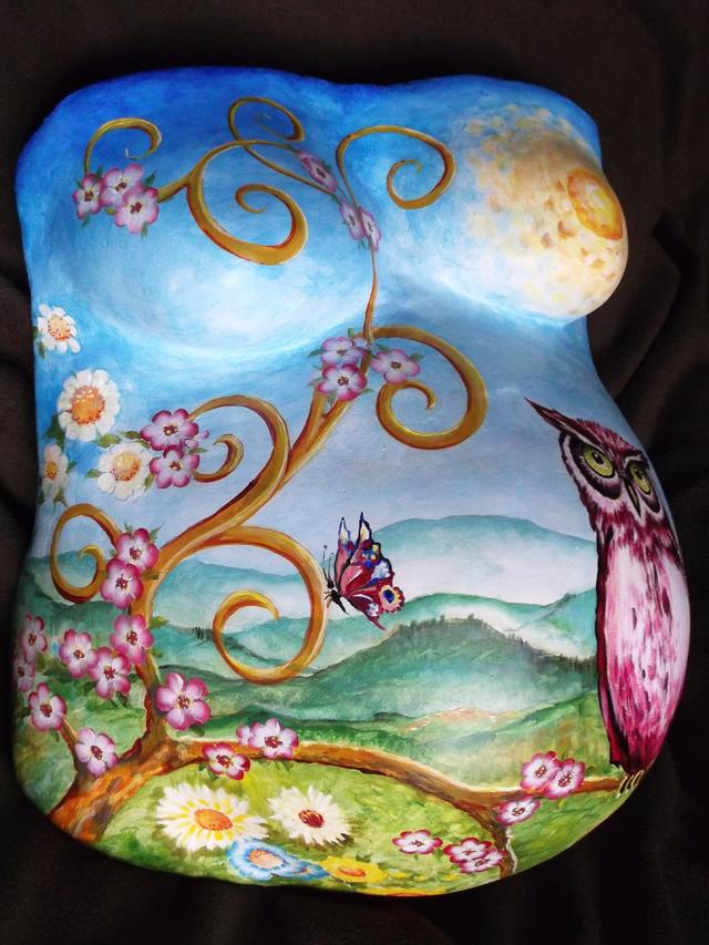 My first belly painting pictures on this forum roses, butterfly 19756857cg