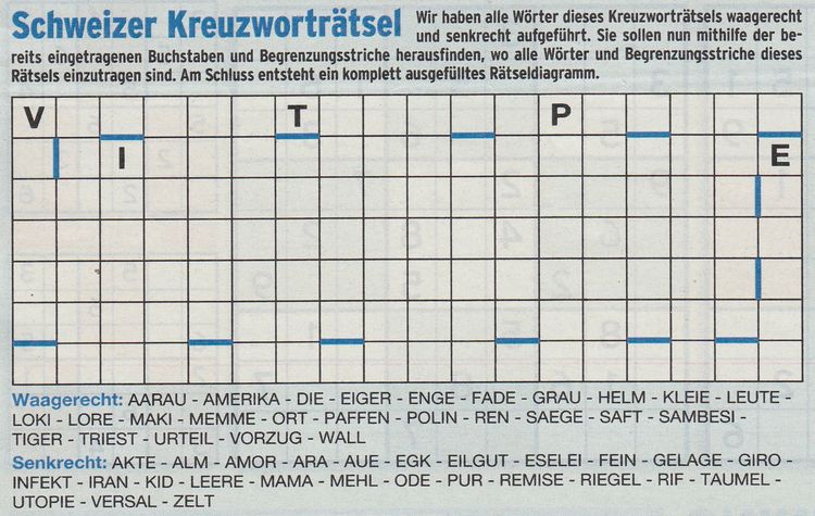 Werner 0117 Schweizer Kreuzwort>>gelöst von Milka 5x 21024509pa