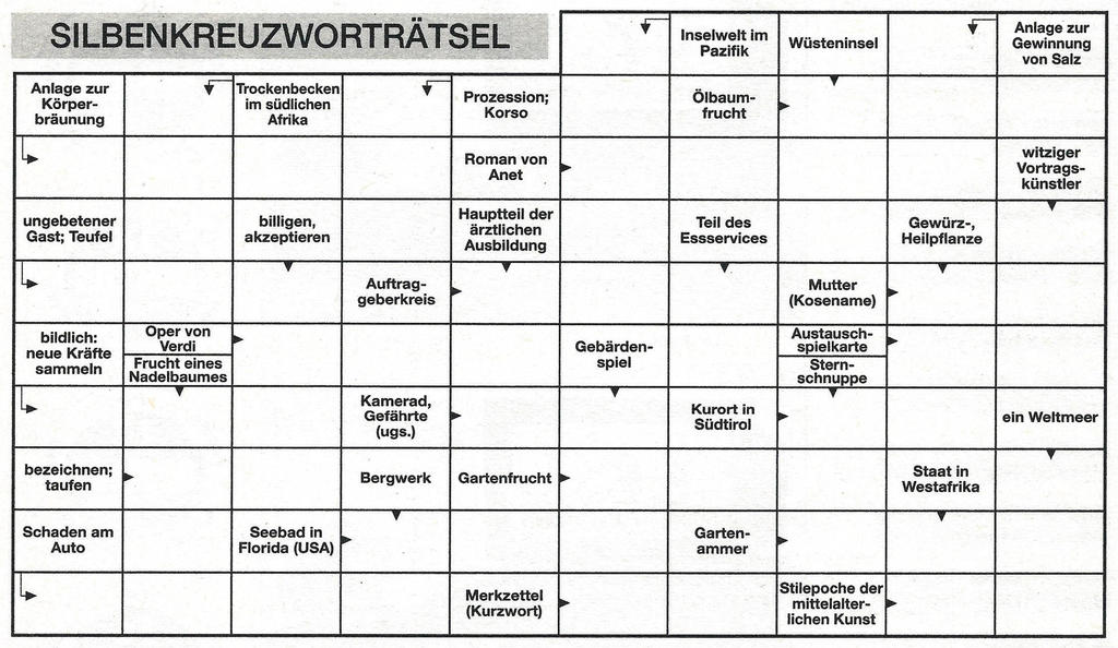 Daddy 0340:Silben-Kreuzworträtsel>>>GEL.VON WERNER x 10 Punkte 24880960vy