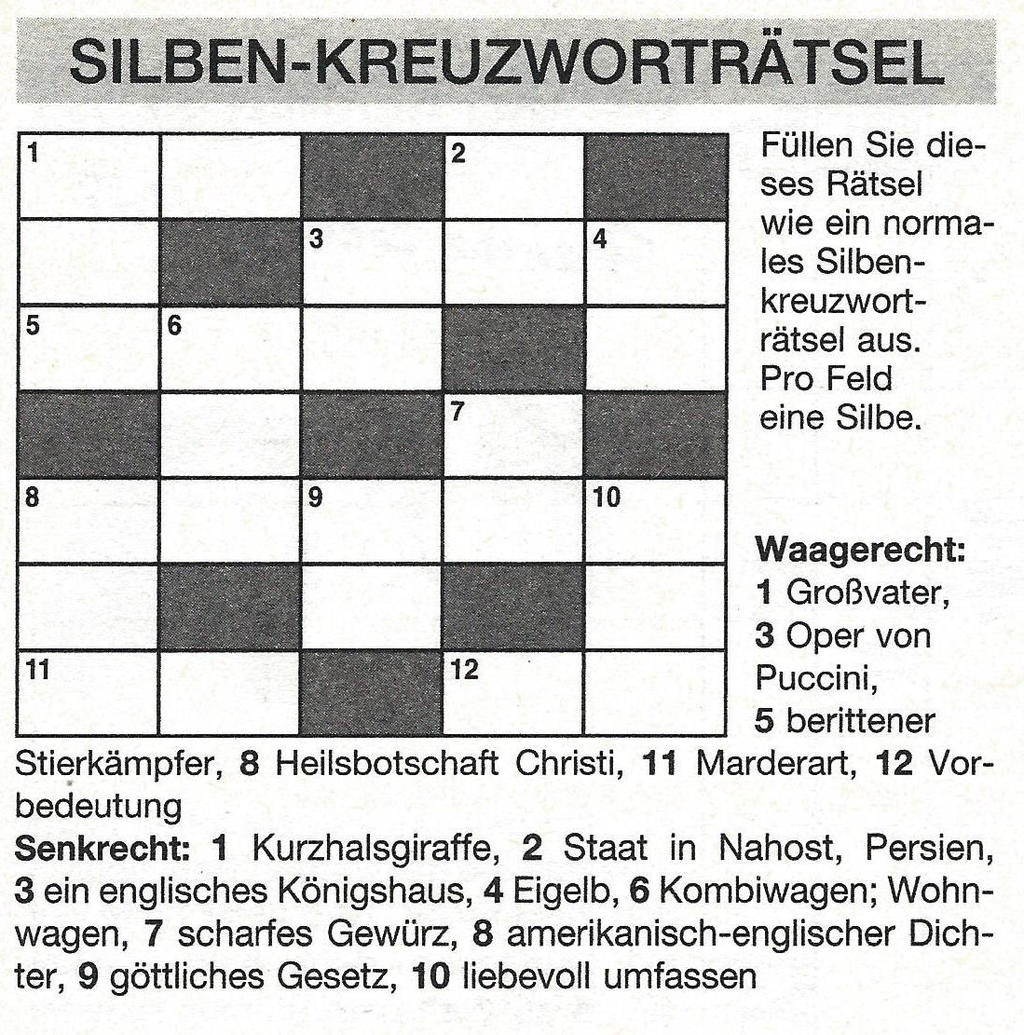 Daddy 0573:Silben-Kreuzworträtsel >>>GEL.VON WERNER 26875313xa