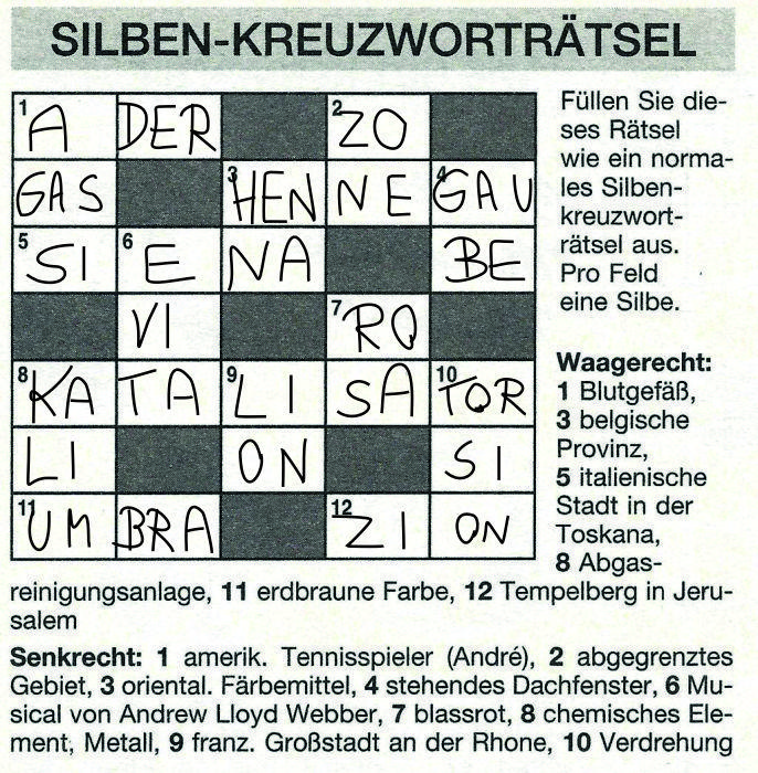 Daddy 0623:Silben-Kreuzworträtsel >>>GEL.VON WERNER 27447936xv