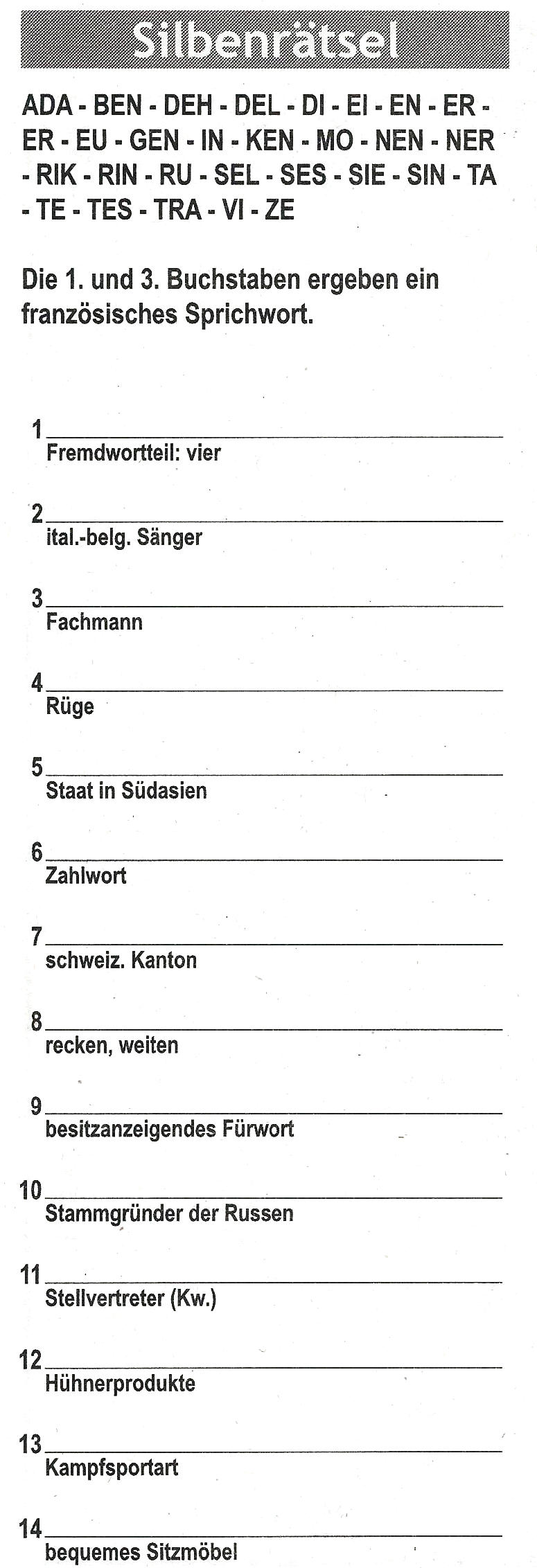 Daddy 0071:Silbenrätsel>>>GEL.VON WERNER 31672792nq