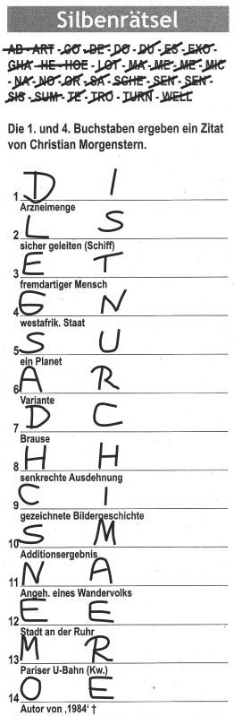 Daddy 0151:Silbenrätsel >>>GEL.VON WERNER 32211480kt