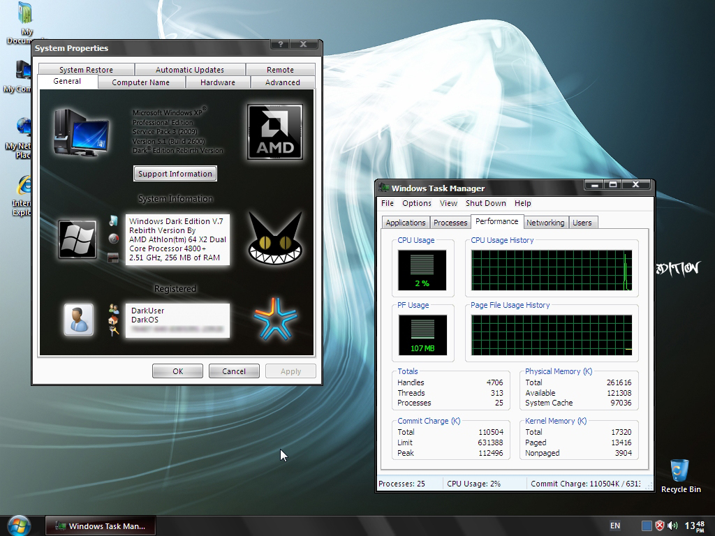 Windows XP SP3 Dark Edition V.7 Rebirth Refix Version Gx417