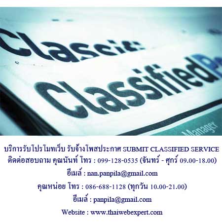  บริการรับโปรโมทเว็บ รับจ้างโพสประกาศ SUBMIT CLASSIFIED SERVICE  9tfl2