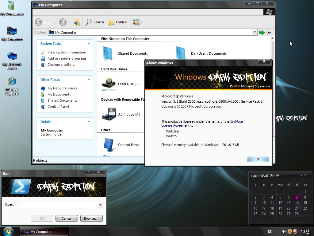 Windows XP SP3 Dark Edition V.7 Rebirth Refix Version Egj10