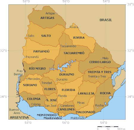 Urugvaj Departments_of_Uruguay_(map)