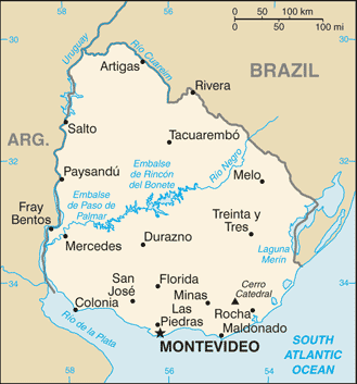 Urugvaj Uruguay_mapa