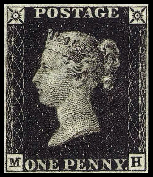 أول طابع بريدي في العالم Penny_black