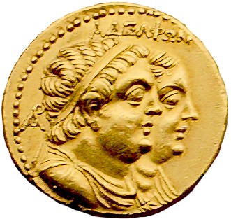 Arsinoe II, reina faraón Oktadrachmon_Ptolemaios_II_Arsinoe_II