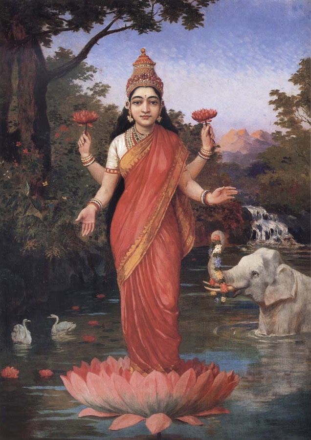 Saraswati, Parvati, Lakshmi Ravi_Varma-Lakshmi