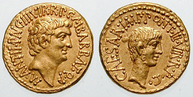 ** Laokoon ** Antony_with_Octavian_aureus