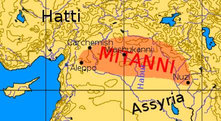 Lenguas hurrito-urartianas Mitanni_map