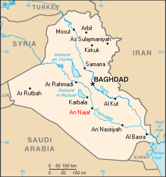 Batalla del 4 de abril Iraq_map_najaf