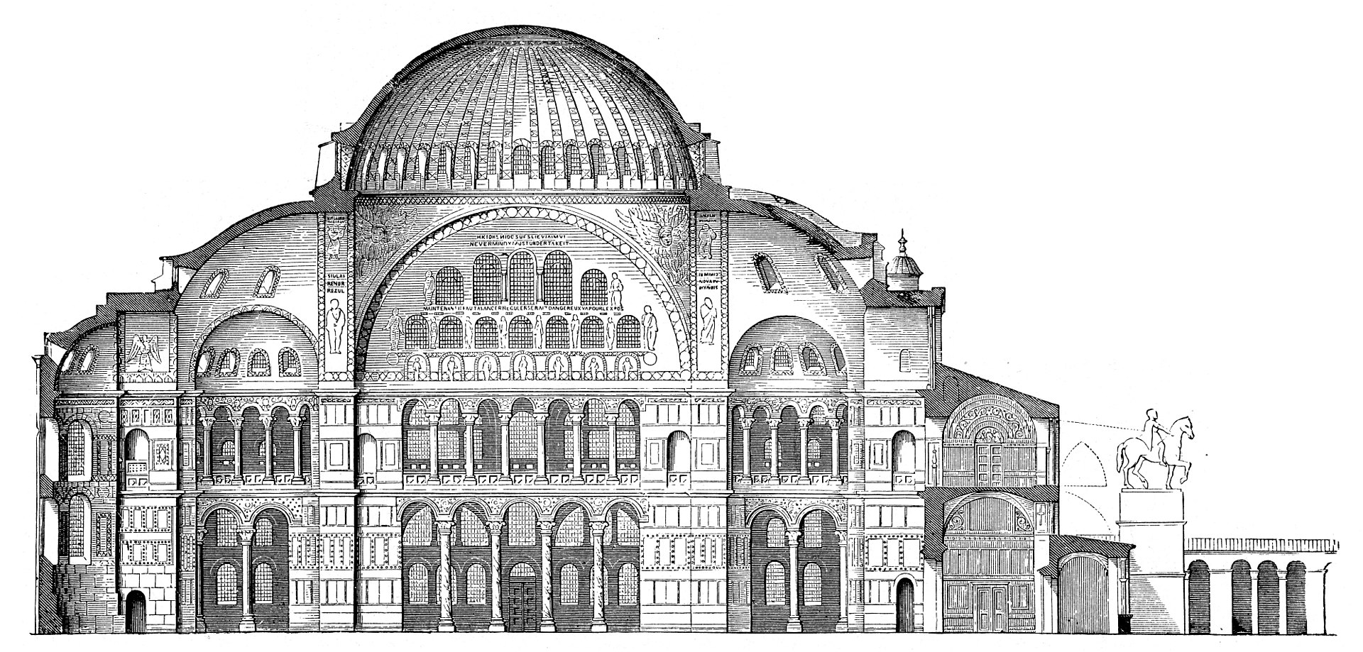 السلطان الغازي محمد الثاني الفاتح : فاتح سلطان محمد خان ثانى 1920px-Hagia-Sophia-Laengsschnitt