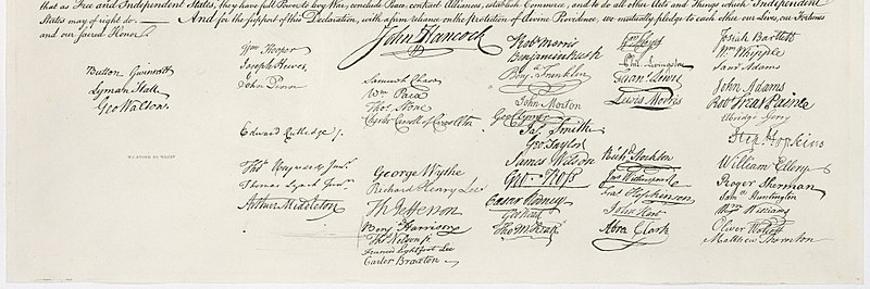 صور نادرة لوثيقة الأستقلال الأمريكية 4\يوليو\1776 800px-Us_declaration_independence_signatures