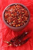 இறால் மிளகாய் பொடி  2869832-hot-red-chilli-chillies-crushed-pepper-in-teracotta-pot-on-red-background-shallow-dof