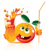 فوائد البرتقال 13445944-lively-orange-with-glass-juice