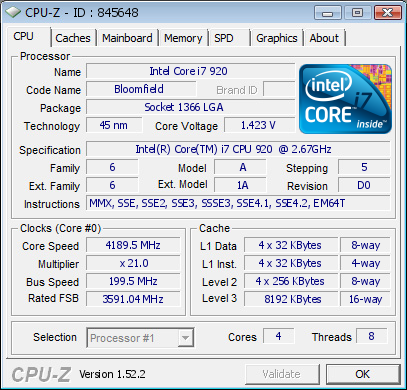 General Overclocking with Intel Corei7 845648