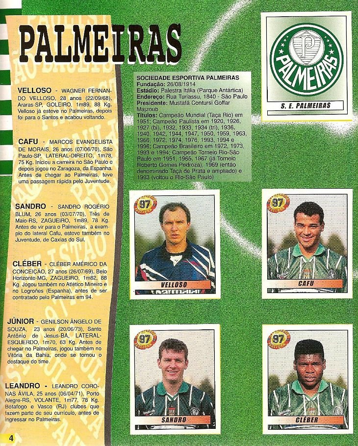 Cafu - ¿Cuánto mide Cafú? - Real height Album-do-Campeonato-Paulista-de-1997-6